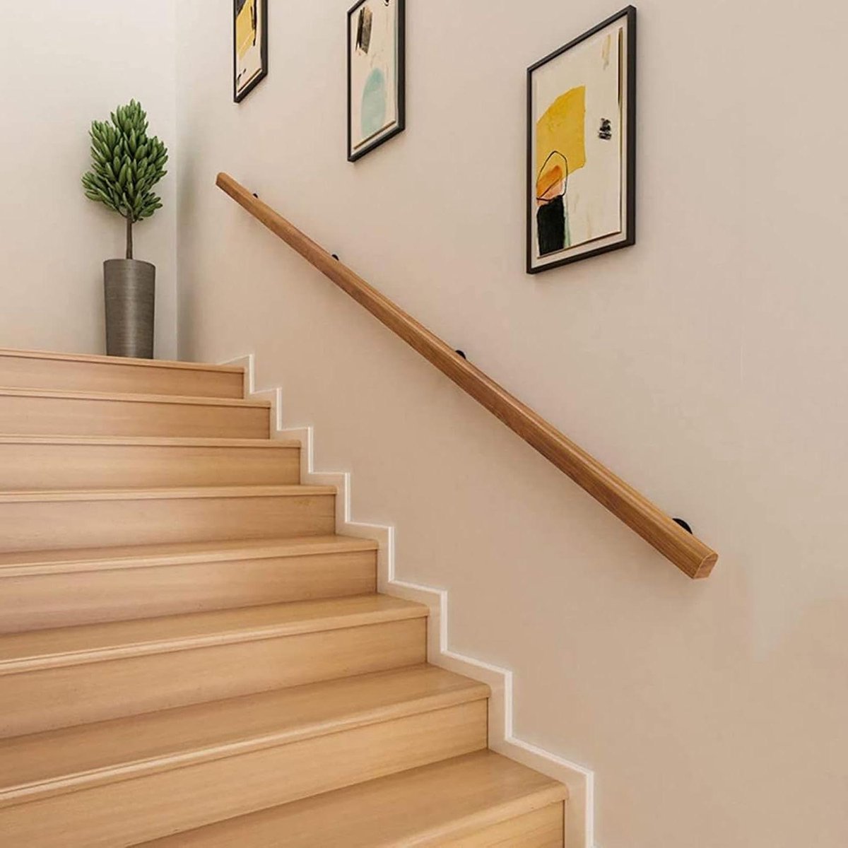 Houten Trapleuning - Balkonleuning Hek - Veilige Trappen - Massief Hout - 90 cm - Houtkleur