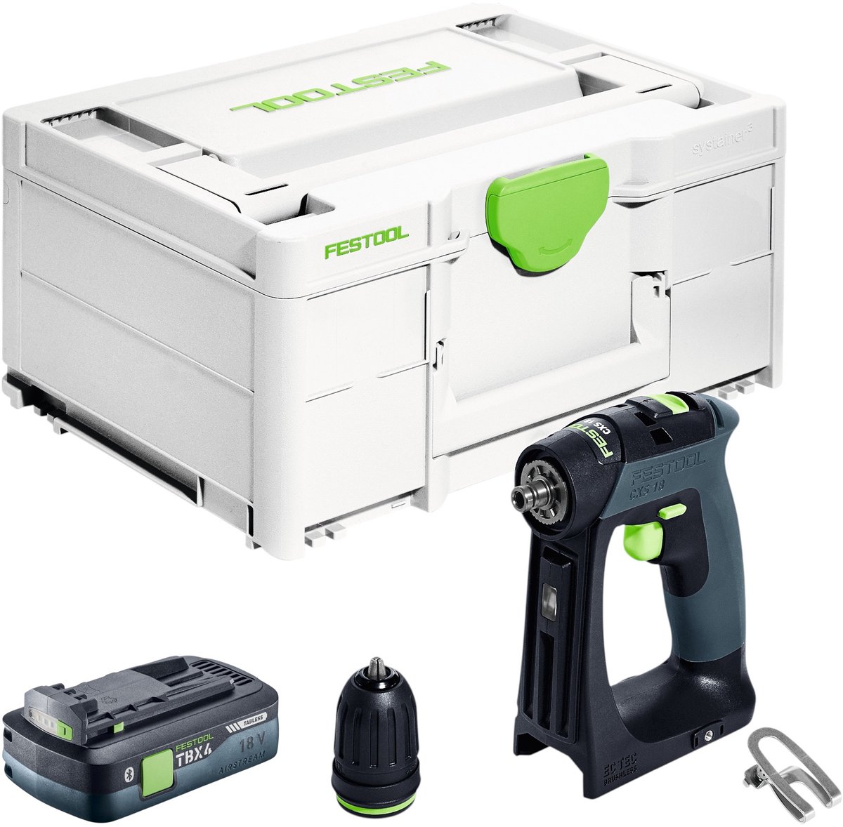 Festool CXS 18-Basic accuschroefboormachine 18 V 40 Nm borstelloos + 1x accu 4.0 Ah + snellader + systainer