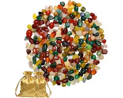TRUEIN 500g Decorative Stones, 10-12mm Mix of Colourful Gems, Natural Irregular Pebbles, Mixed Drum Stones for Aquarium, Garden, Vase Filling, Treasure Hunting