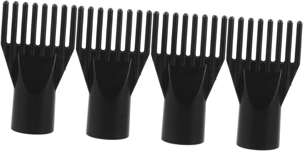 Föhnkam Opzetstukken - Haardroger Accessoires - Haar Stylen - Universele Pasvorm - 4 Stuks - Zwart