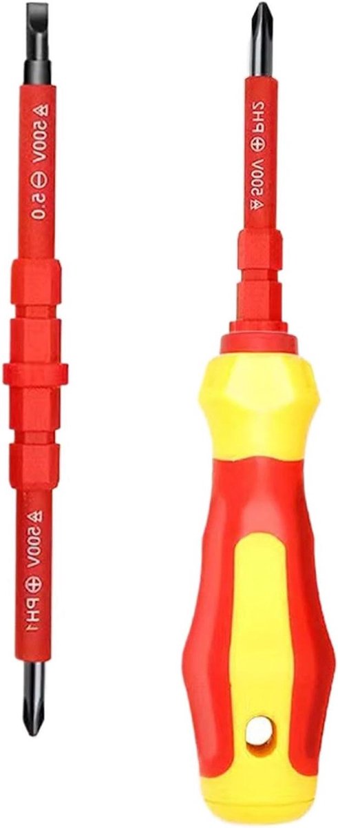 Elektrische schroevendraaier set - Geïsoleerde schroevendraaier - Precisie reparaties - Magnetische tip - 19.5 cm - Zwart