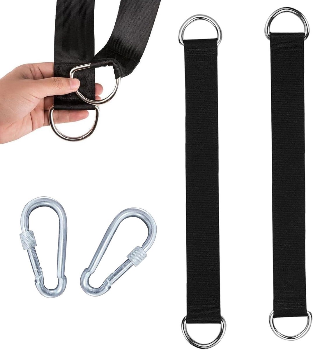 Schommel Ophangset - Hangen - Buiten Ontspannen - Tool-free Installatie - 200 kg Capaciteit - Zwart