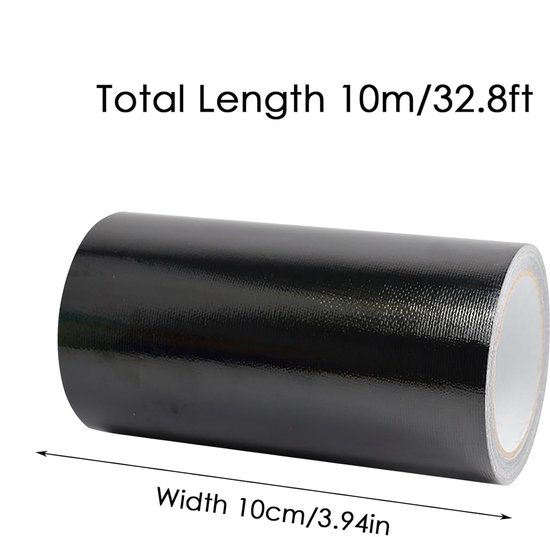 Kap Reparatie Tape - Zeildoek Patch - Outdoor Reparatie - UV Bestendig - 10 cm x 10m - Zwart van Merkloos — afbeelding 2