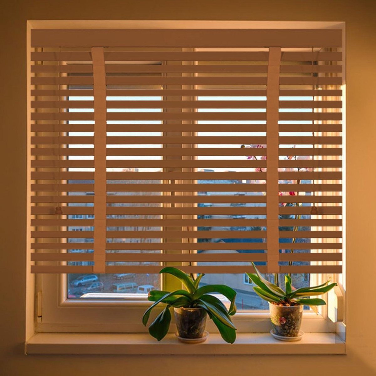 Houten Jaloezieën - Raamdecoratie Gordijnen - Lichtfiltering Privacy - 50 mm Brede Latten - Diverse Maten - Bruin