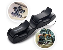 Zonnebrilhouder Auto - Brilhouder Vizier - Veilig Brillen Opbergen - Dubbele Clip-on Systeem - 12.7 cm Lengte - Zwart