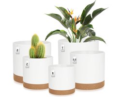 CSYY Plantenpotten voor binnen, plastic plantenpotten, bloempotten voor buiten, zelfbewaterende bloempot voor binnen met drainagegaten en lade, plastic plantenbak voor tuinkamerplanten (wit, 7/6,5/6/5