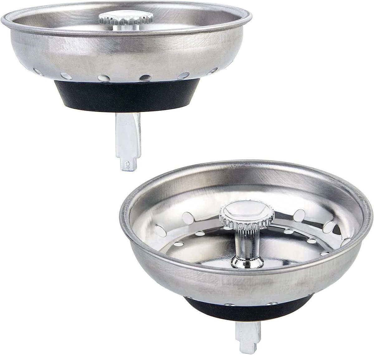 Keuken Spoelzeef en Stopper - Gootsteen Zeef - Voorkomt Verstoppingen - Roestvrij Staal - 3-1/2 inch Afvoer - Zilver