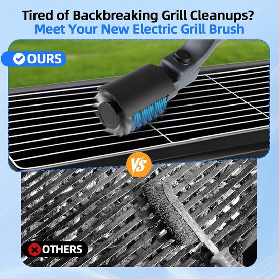 New Electric Grill Brush, Wireless Rechargeable BBQ Cleaning Brush, Carry Two Replacement Brushes, Waterproof Cleaning for BBQ Grills Outdoor Grills, Gift for Men and Dad van Merkloos — afbeelding 5