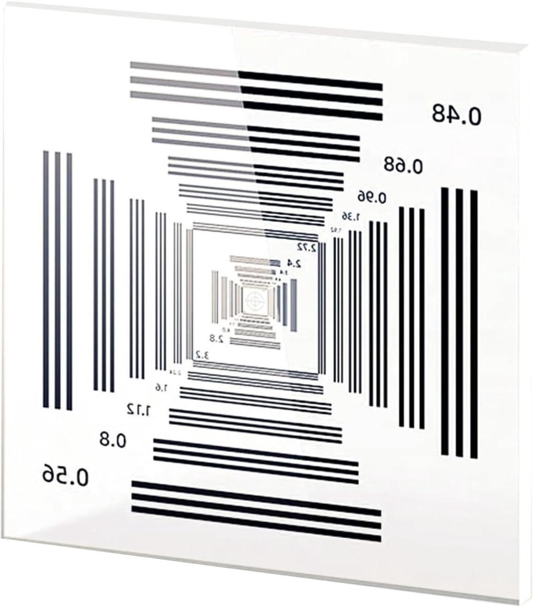 Testkaart Camera Resolutie - Kalibratiebord Visie - Industriële Inspectie - Precisie Productie - 76.2x76.2cm - Transparant