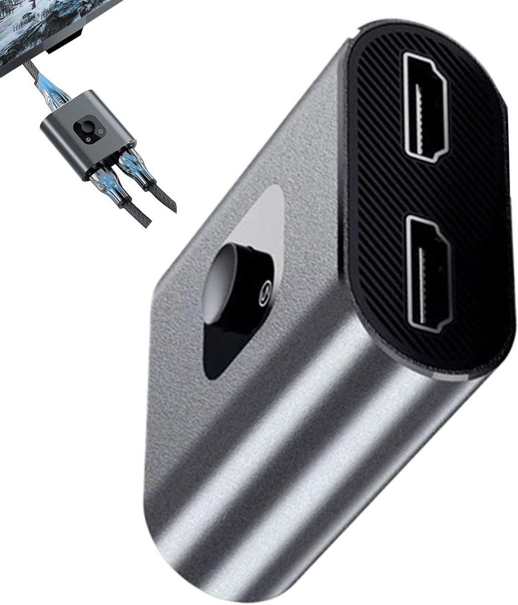 Video Splitter - Display Adapter - Beeld Delen - Aluminium Behuizing - 5 cm - Zilver