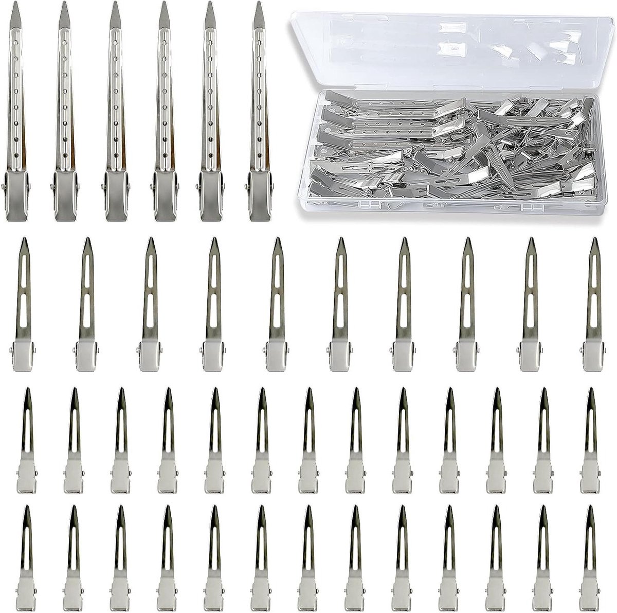 Haarclips - Styling Clips Duckbill Clips - Haar Stylen - Zilver Metaal - 42 Stuks - Zilver