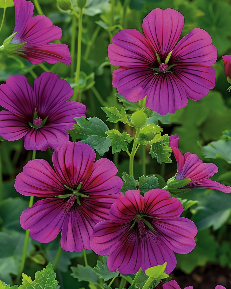 3 sets - Trechtermalva Zaden Purple Queen Malope Trifida Eenjarig