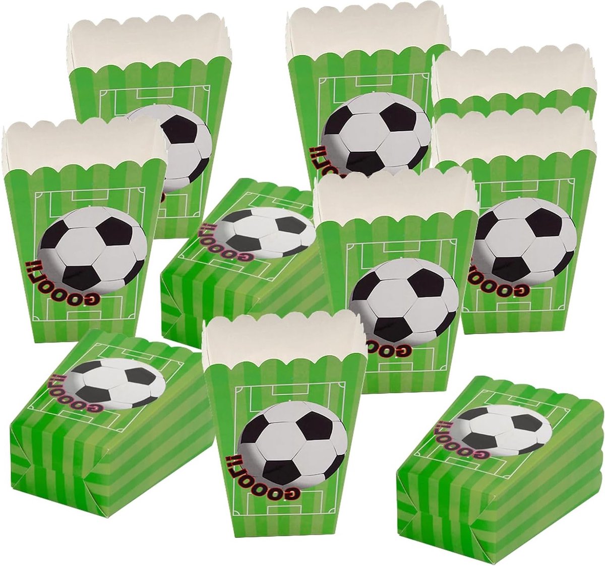 24 Stuks Voetbal Popcorn Dozen - Kartonnen Snoepdozen voor Feestjes, Verjaardagen en Voetbalthema's - Ideaal voor Snacks en Traktaties