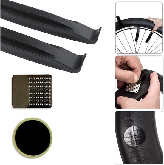 Fietsband Reparatiekit - Bandenplak Set - Fiets Onderhoud - Inclusief Bandenlichters - 18 Delig - Zwart van Merkloos — afbeelding 5