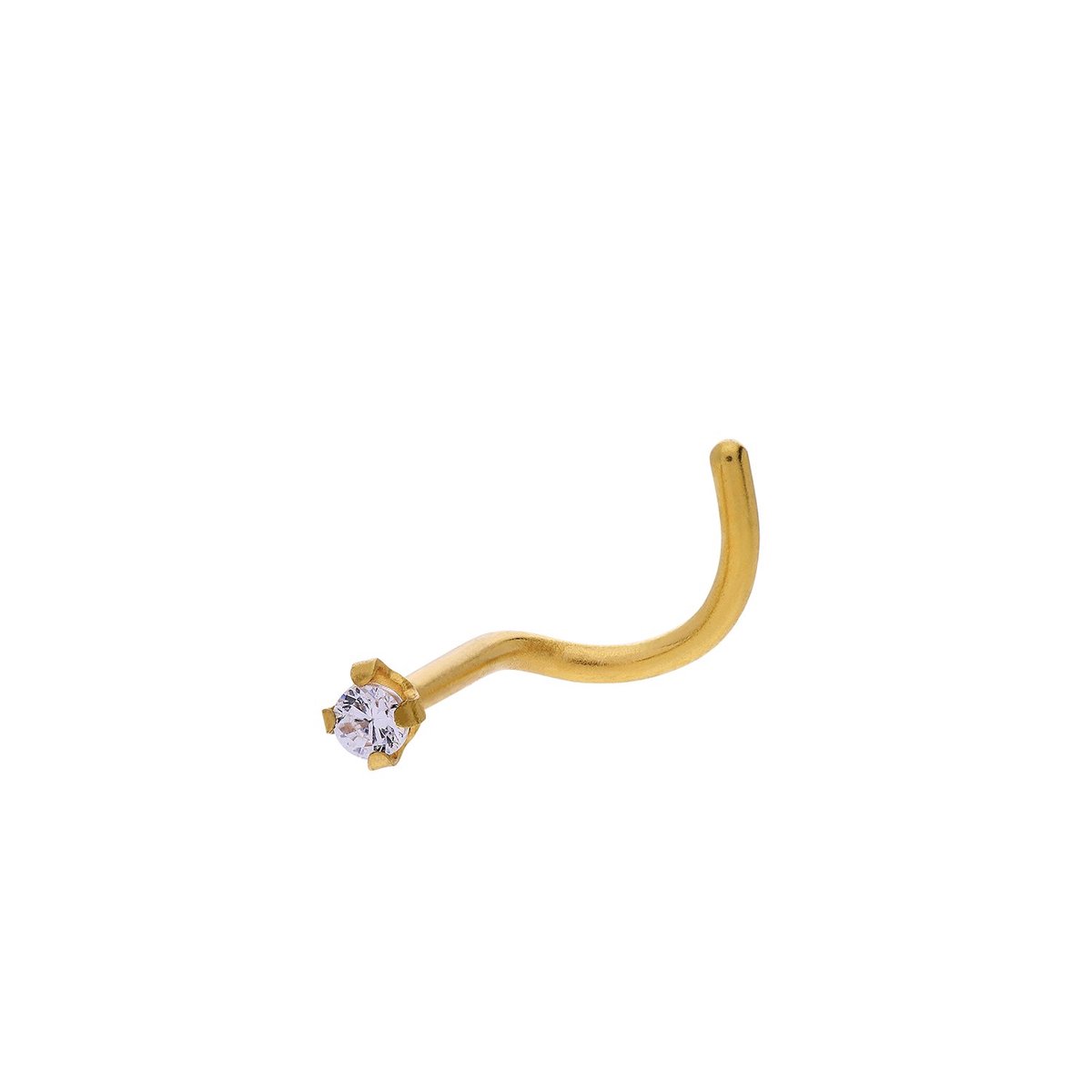 Lucardi - Unisex Stalen goldplated neuspiercing met zirkonia - Piercing - Staal - Goudkleurig