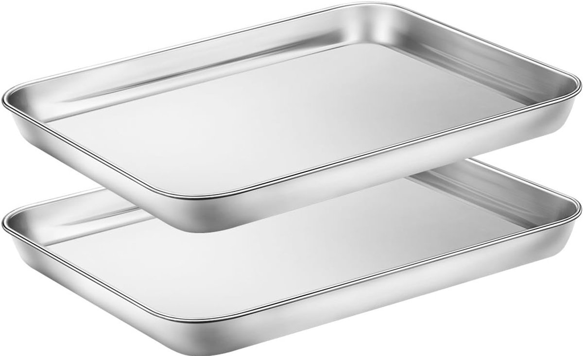 Baking Sheet Roestvrij Staal - Bakplaat Set Voor Koekjes, Broodjes En Brownies - Nonstick En Vormvast - Set 2 Stuks - 26*20cm