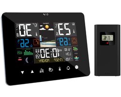 Irfora Zonsopgang en zonsondergang weerstation, multifunctionele wekker, thermometer, hygrometer, touchscreen-bediening met draadloze buitensensor
