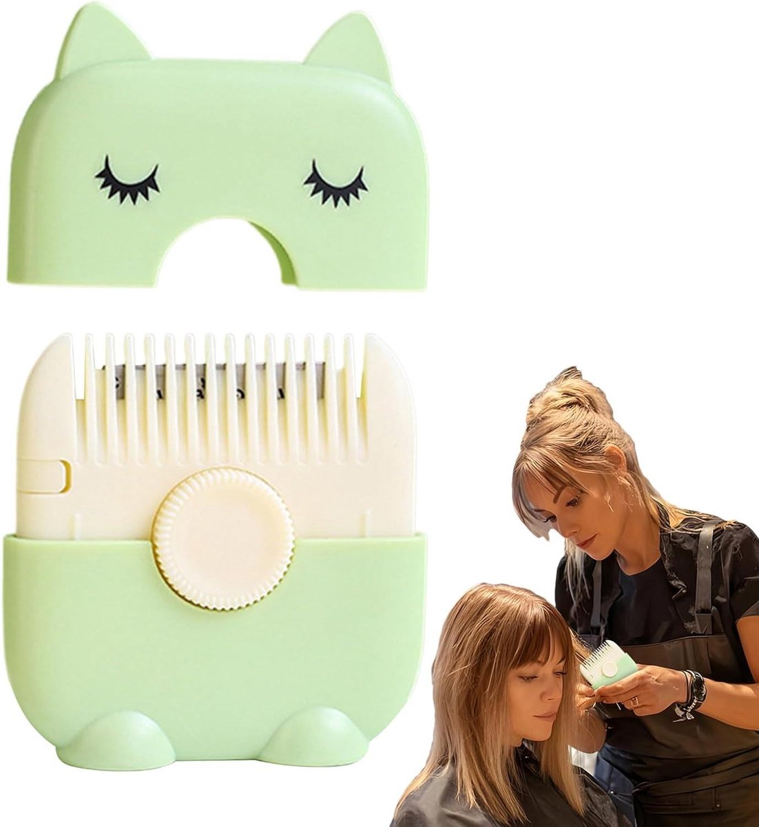 Haarkam met trimmer - Stylingkam snijkam - Haar stylen - Dubbelzijdig 2-in-1 - 7 x 8 cm - Zwart