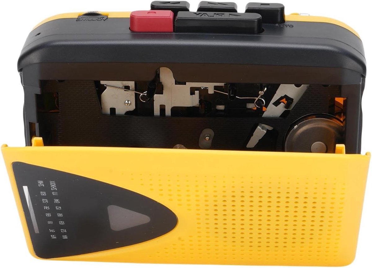 Cassette Speler - Tape Recorder - Muziek Luisteren - Ingebouwde Microfoon - Compact Formaat - Zwart Geel