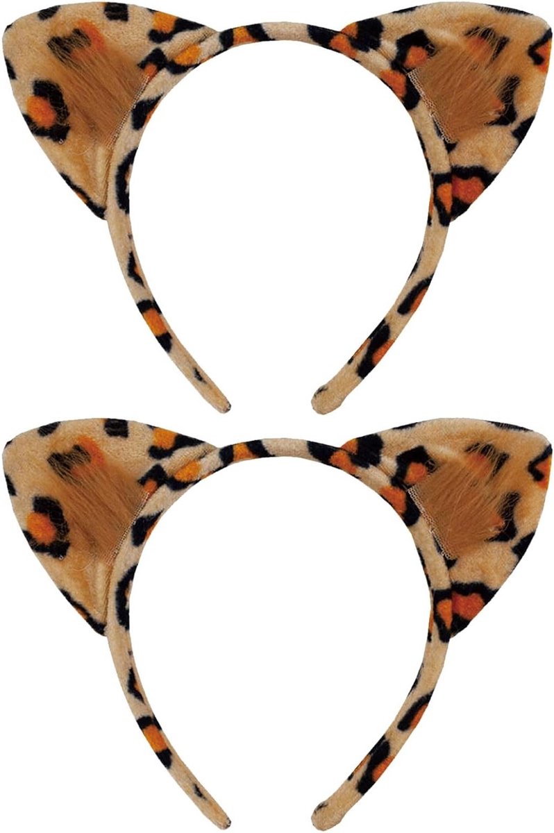Leopardprint Haarband met Oren - 2 Stuks voor Carnaval, Cosplay en Feestjes als Dierenkostuum Accessoire