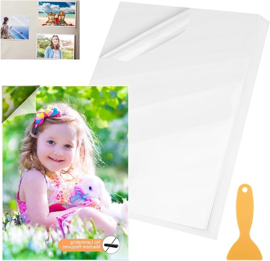 Kit de 25 films de laminage à froid - Laminage A4 transparent autocollant pour photos, documents et spécimens botaniques