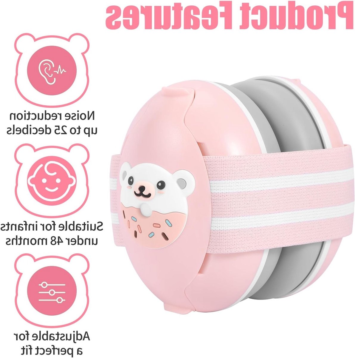 Oorkappen voor Baby's en Peuters tot 48 Maanden, Verstelbare Hoofdband, Geluiddemping tot 25dB, Veiligheid en Comfort voor Gehoorbescherming