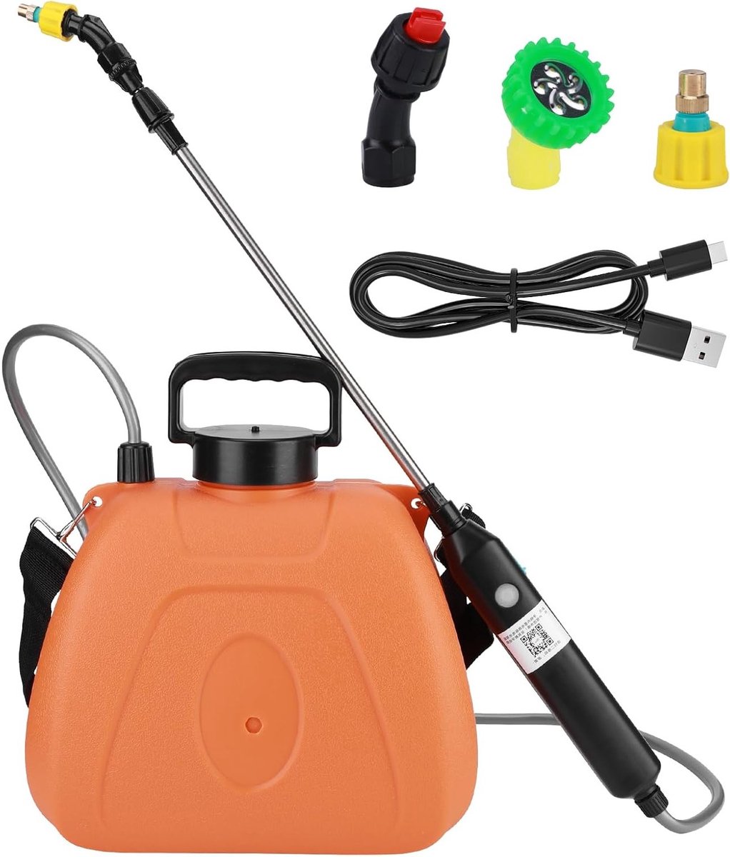 Draagbare elektrische spuitapparaat van 7 liter met 3 nevelspuiters, oplaadbaar via USB, ideaal voor tuinplanten en onkruidbestrijding met verstelbare schouderriem en gebruiksvriendelijk ontwerp