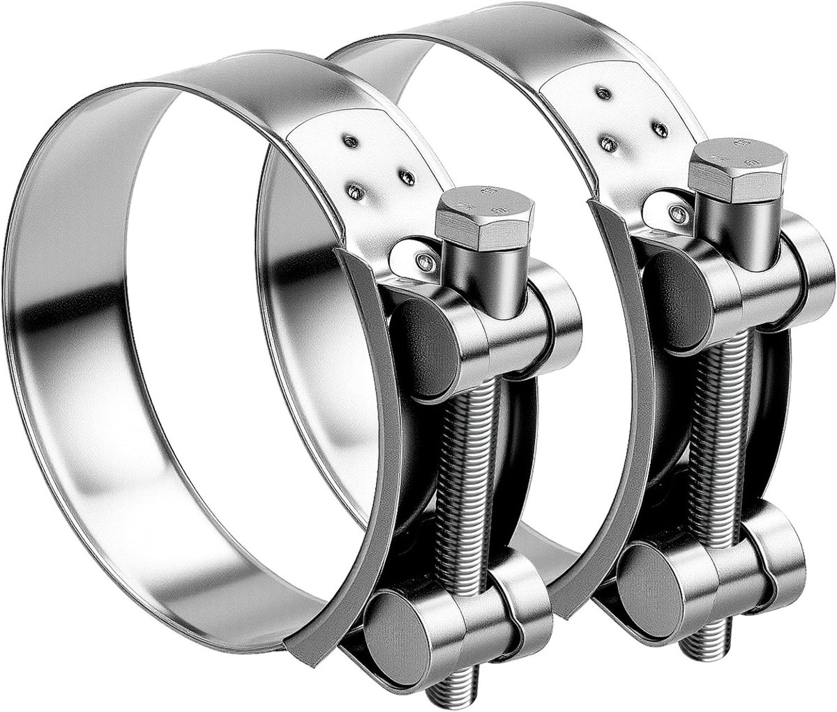 Zware RVS Slangklemmen 80-85mm voor Uitlaatpijp - 2 Stuks, 24mm Breed, Duurzaam en Betrouwbaar voor Slangen en Accessoires