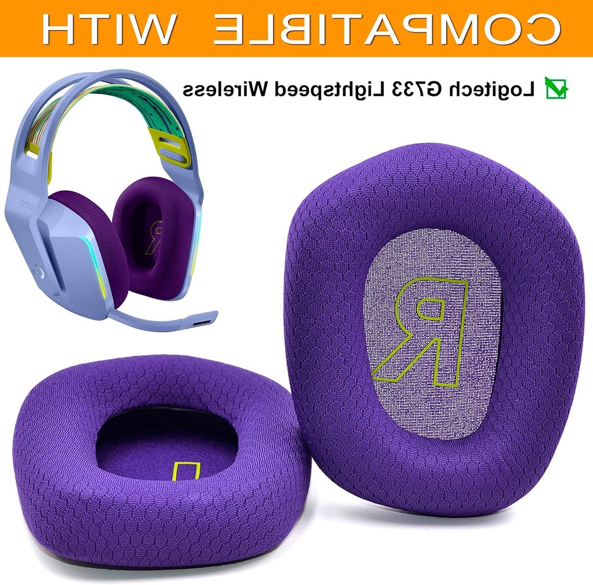 Comfortabele Vervangende Oorkussens voor Logitech G733 Gaming Headphones - Duurzaam Mesh, Geluidsisolatie, Paars