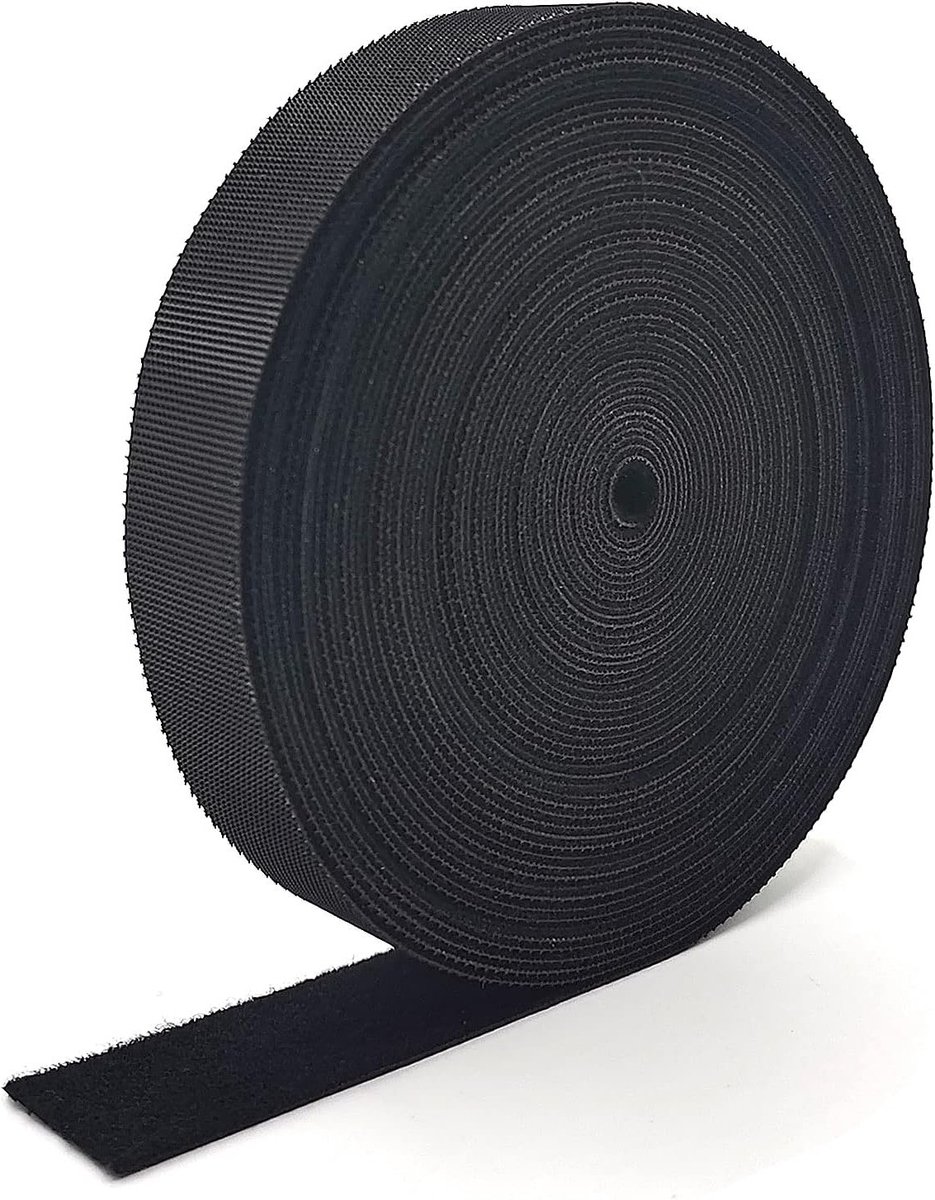 Zelfklevende Kabelbinders 10 m - Herbruikbaar en Sterk, 20 mm Breed, Zwart Nylon Kabelorganisator voor Efficiënte Kabelbeheer en Maatwerk Kabeloplossingen
