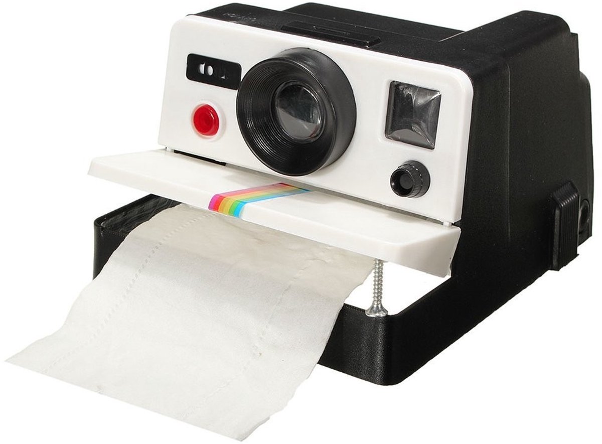 ONF3 - Toiletpapierhouder - Retro camera vorm - Creatief design - Beige - Uniek en praktisch - Geschikt voor badkamer en auto - Compact formaat