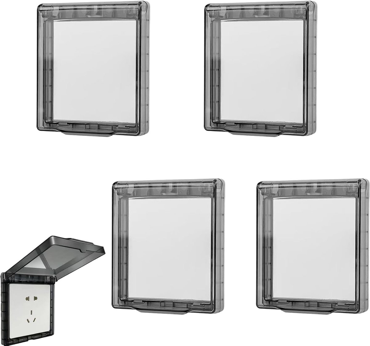 Set van 4 Waterdichte Stekkerbeschermers Type 86 - Veiligheid voor Badkamer, Tuin en Keuken
