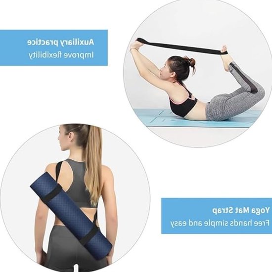 Verstelbare Draagriem voor Yogamat, Ideaal voor Transport, Geschikt voor Alle Matgroottes, Handig en Duurzaam, Zwart, One Size — afbeelding 3