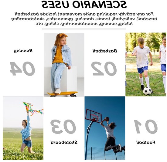 2 Paar Enkelsteunen voor Kinderen van 7-12 Jaar voor Joggen, Hardlopen, Gym en Fitness, Zwart — afbeelding 2
