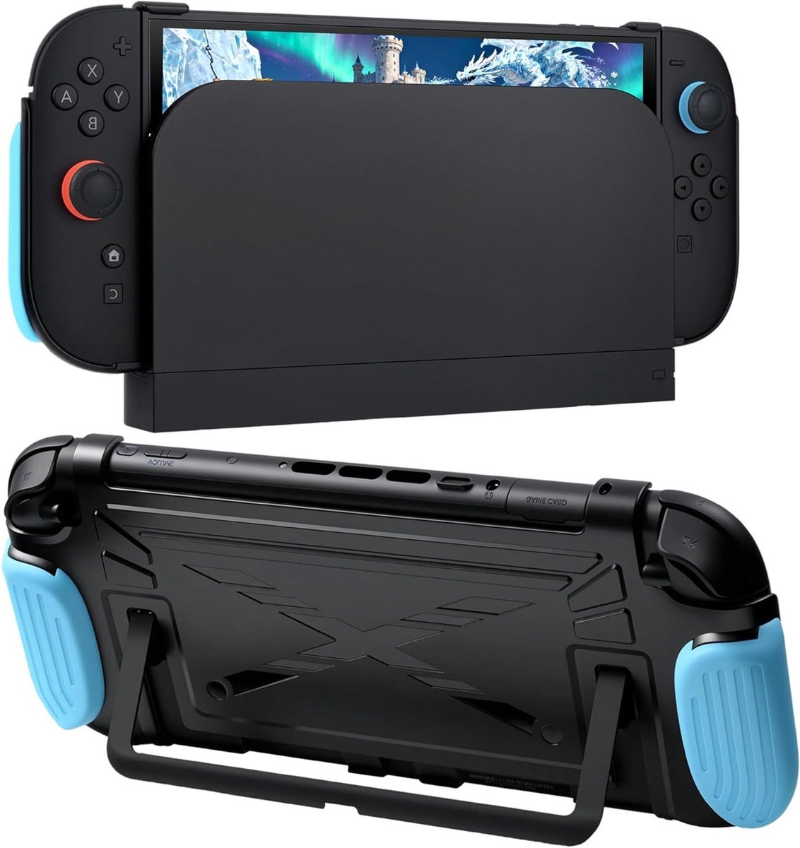 Ergonomische Grip Case voor Nintendo Switch 2 - Zwart, Beschermhoes met Verwisselbare Handgrepen, Dockbaar en Ondersteunt TV-modus voor Optimaal Spelplezier