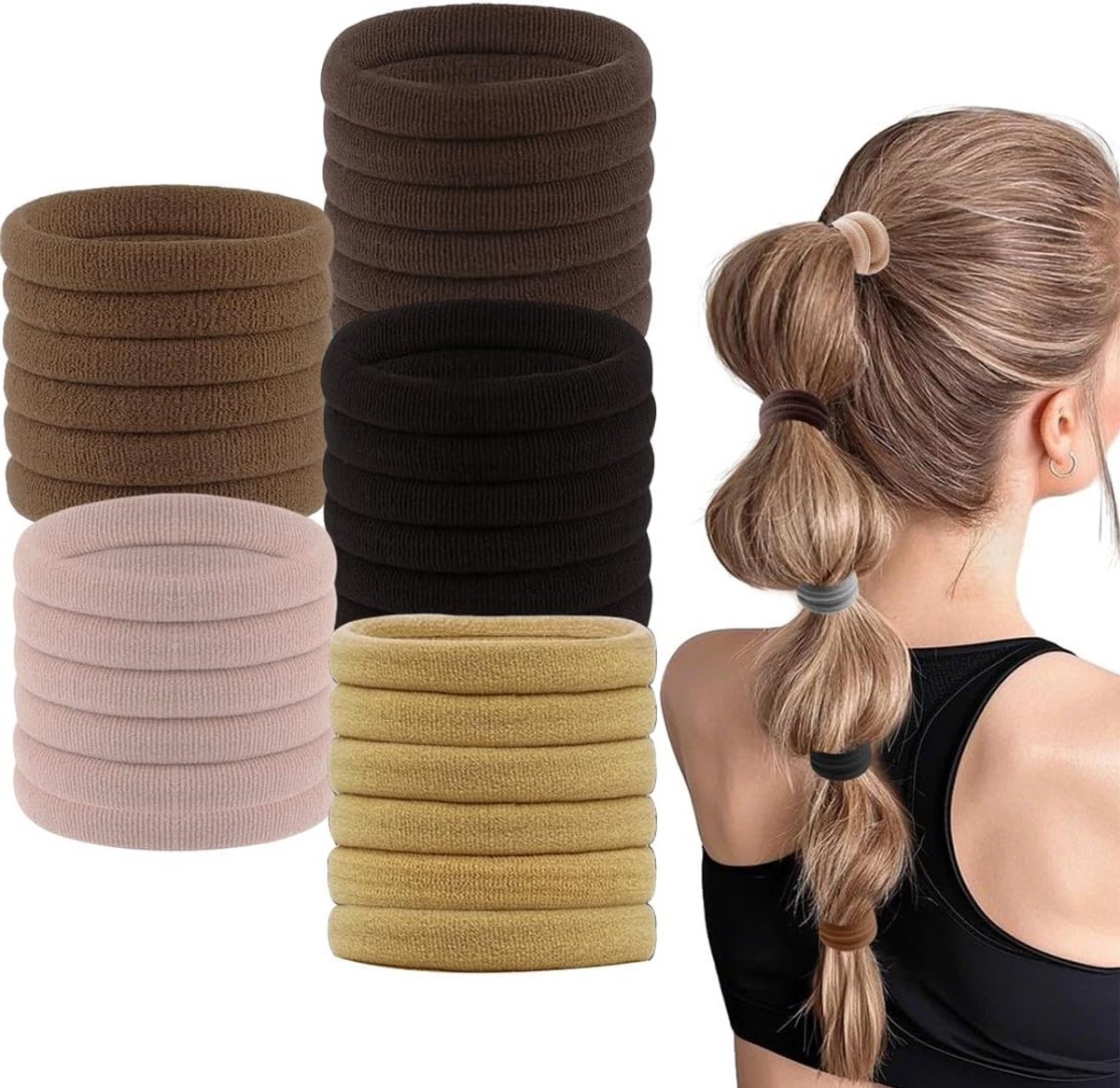 200 stuks haarelastiekjes voor baby's en meisjes, zwart en lichtbruin, ideaal voor haarstyling en accessoires