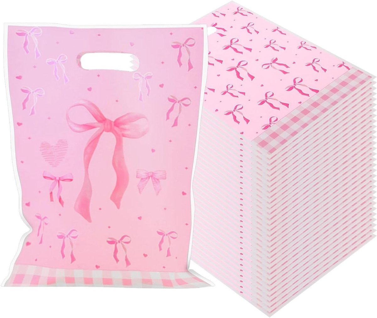 50 Stuks Roze Cadeauzakjes met Strik, Perfect voor Feestjes en Verjaardagen, Party Favor Zakjes