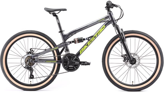 Bikestar 24 inch Alu MTB Fully, 21 speed, zwart van Bikestar — afbeelding 2
