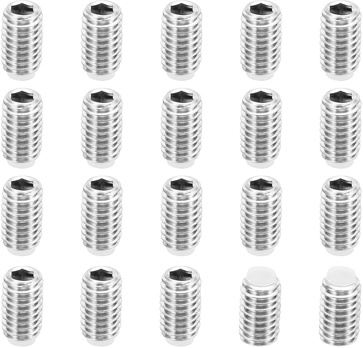 M6 x 10mm Nylon Point Well Screw - 20pcs Metric Hex Bushing Head - Ball Head Non-Slip Set Screws - Internal Hex Drive Hardware - 304 Stainless Steel
