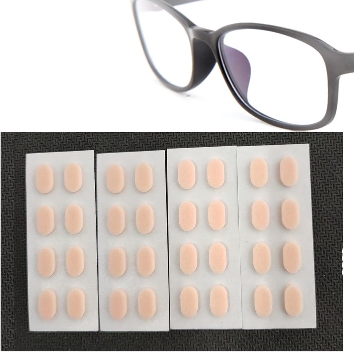 16 Paar Zachte Schuim Neus Pads voor Brillen, Zelfklevende Antislip Neus Pads voor Myopie, Leesbrillen en Zonnebrillen (Beige)