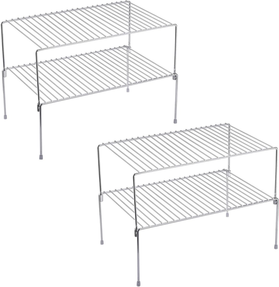 Opbergrek Set - Keuken Organizer - Kasten Ordenen - Stapelbaar Ontwerp - 4 Stuks - Chroom