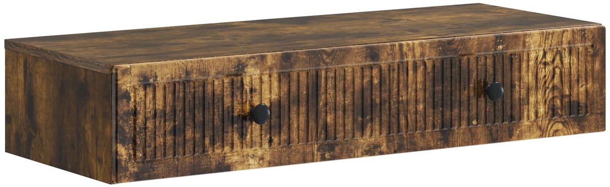 vidaXL Wandgemonteerde - Zijtafel - 87,5 - x - 34,5 - x - 17 - cm - Bewerkt - hout Gerookt eiken