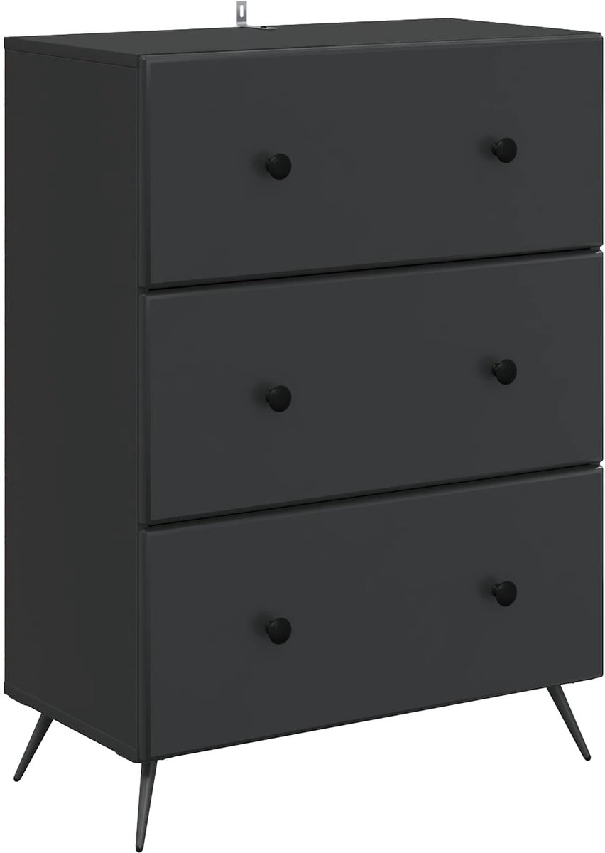 vidaXL - Ladekast - Zwart - 66 - x - 34,5 - x - 90 - cm - Bewerkt - hout