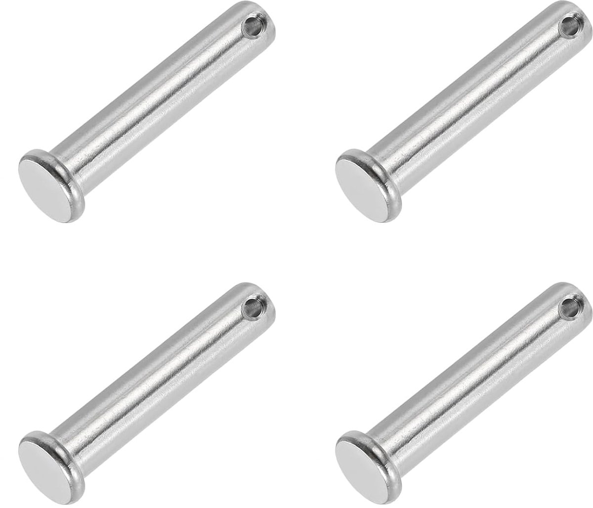 10 x 50mm One Hole Pins - 4pcs RVS 304 - Platte Kop voor Hinge Systeem - Mortise Lock - Zilver
