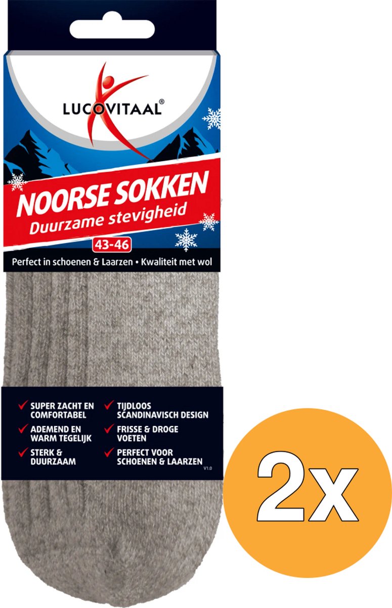 2x Lucovitaal Noorse sokken 43-46 (1 paar)
