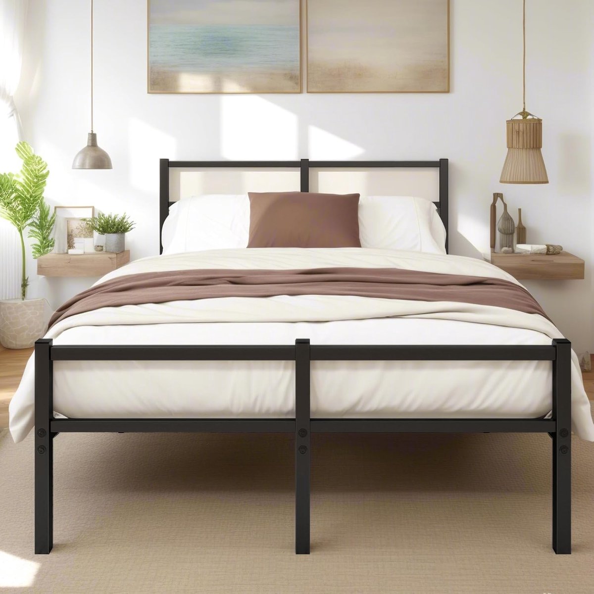Metal Bed Frame - Slatted Frame - Double Bed - Guest Bed - 120 x 200 cm - Zwart - Duurzaam Design