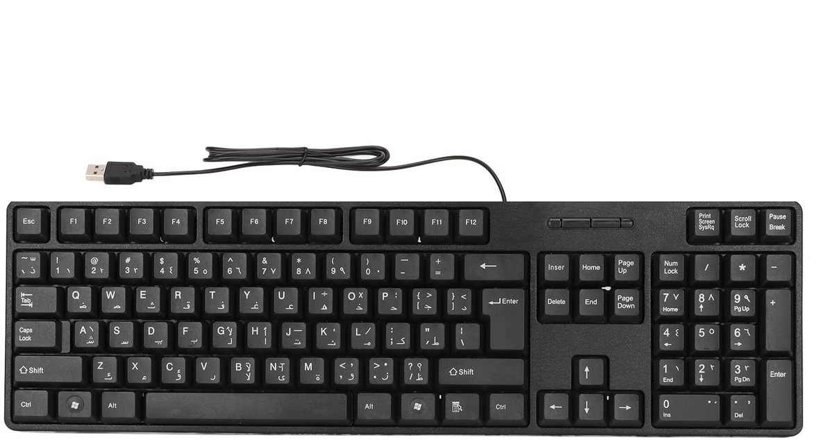 Store_7 - Bedraad Toetsenbord - Arabisch Toetsenbord - Gebruiksvriendelijk - Zwart - USB Toetsenbord - Ideaal voor Kantoor en Thuis - 104 Toetsen