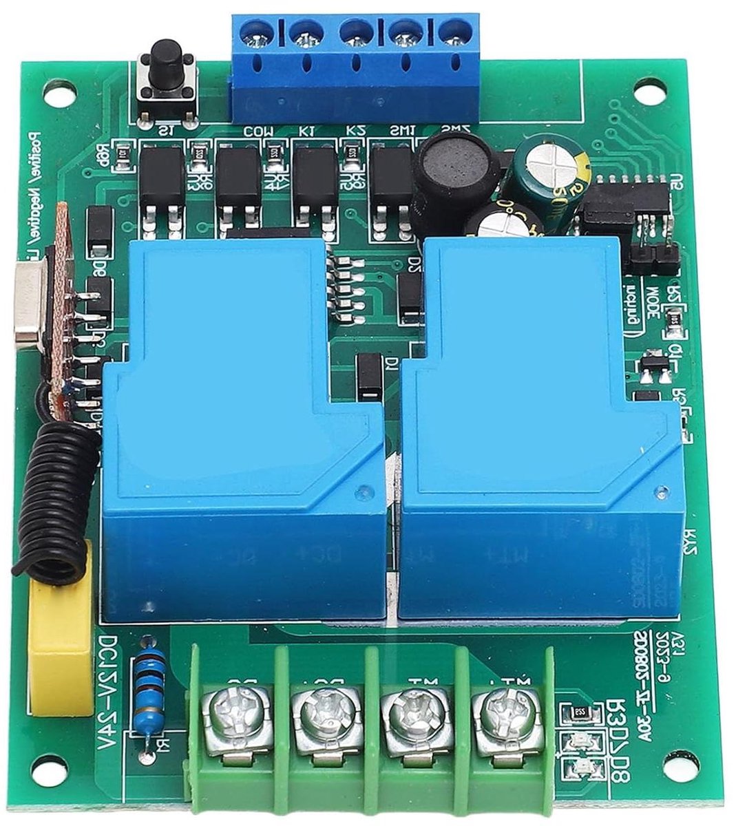 Gelijkstroommotor Besturing - Motor Controller - Motor Richting Regelen - Afstandsbediening tot 50m - 12-24V DC - Zwart