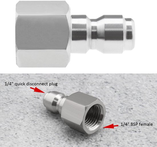 Dailygoods - Hogedrukreiniger Adapter - Roestvrij staal - Duurzaam - 1/4 Inch Vrouwelijke - Snelkoppeling - Voor elke hogedrukreiniger - Zilver van Dailygoods — afbeelding 4