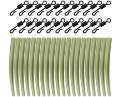 Store_9 - Anti Tangle Mouwen - Quick Change Swivels - 40 stuks - Donkergroen en Zwart - Karper Vissen Accessoires - Ideaal voor Katrol Rigs en Runn...